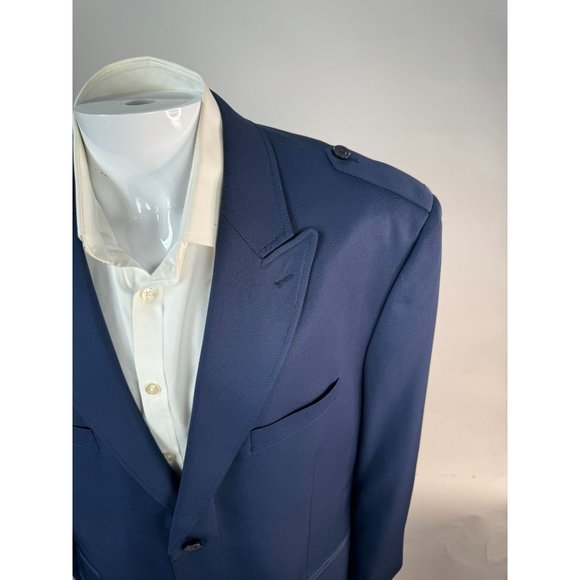 Diamond Threads Military Styled Jacket Size 48L Navy Blue Lined Polyester - Picture 15 of 16